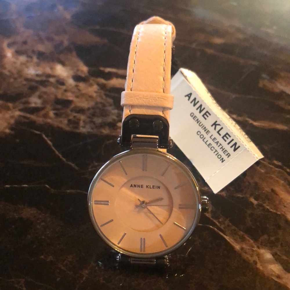 Anne Klein Pink Leather Watch Minimalist Design